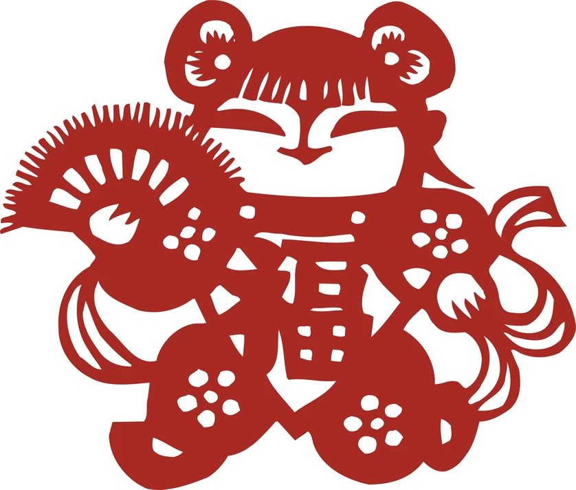 中国风中式传统喜庆民俗人物动物窗花剪纸插画边框AI矢量PNG素材【2708】